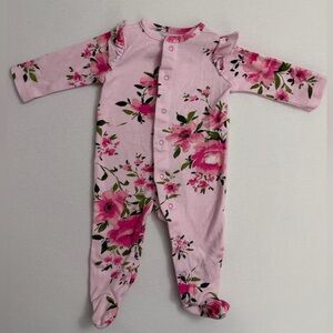 Floral Pink Baby Footie. Like new condition